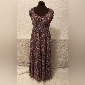 Old Navy Waist-Defined Short-Sleeve Printed Midi Dress